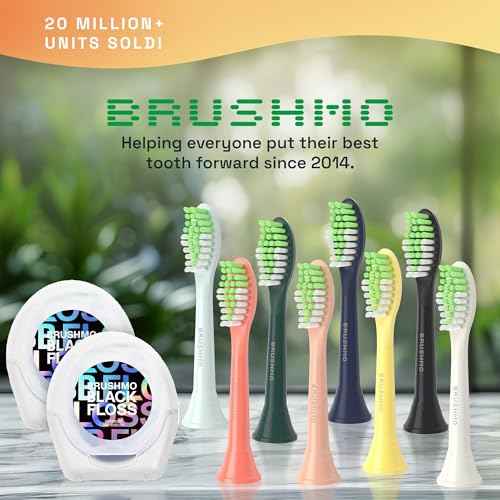 Brushmo Replacement Toothbrush Heads, Compatible with Philips One for Sonicare Electric Toothbrush Handles HY1022, 4 Standard Heads with Tongue Cleaner, Soft DuPontBristles, BM124m, Shimmer