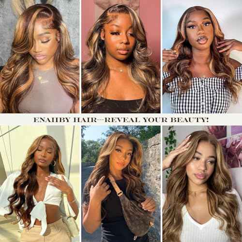 4/27 Honey Blonde Wig Human Hair 13x6 Ombre Lace Front Wigs Human Hair 22 Inch Long, Body Wave Balayage HD Lace Frontal Wig 13x6 Skunk Stripe Human Hair Wigs, 12A 100% Real Brazilian Wigs 180 Density