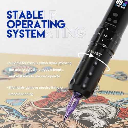 Mast Tattoo Fold2 Pro Tattoo Gun Kit Complete Tattoo Machine Kit 2000mAh Battery Supply Mcore-C1 Motor Real 7 Strokes Length