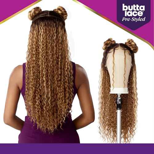 Sensationnel Butta Lace Prestyled Wigs - Unit 1 Glueless Hand Tied Deep Lace Part Synthetic Preplucked Hairline (FLAMBOYAGEAUBURN)