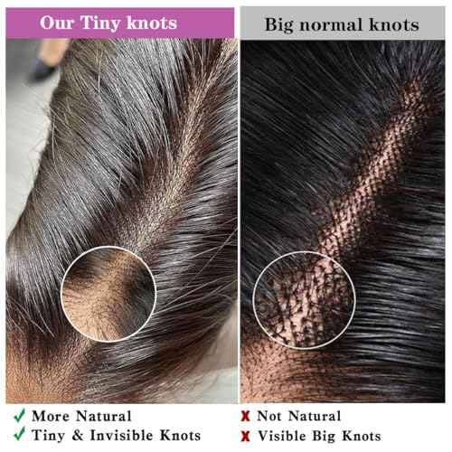 2x6 SKINLIKE Real HD Lace Closure Deep Parting Straight Human Hair 0.095mm Ultra-thin hd lace Closure Tiny knots Brazilian Virgin Human Hair Closure pre plucked with Natural Hairline, 14inch
