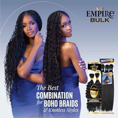 Sensationnel Empire Bulk Braiding ? Water Wave Human Hair Braids for Knotless Boho Box or Curly Loosewave Styles 1 pack (18 inch, 1 JETBLACK)