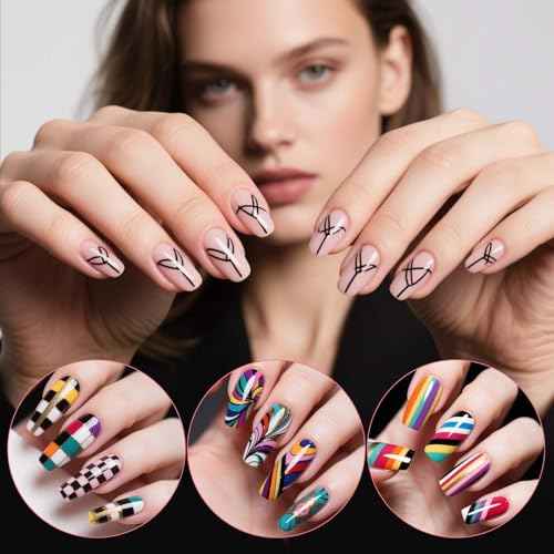 Artdone Wood Grain Nail Art Pens, Liner Brushes Set, 5PCS Brown Color Nail Tools For Long Lines, Thin Details, Fine Drawing, Liner Brush UV Gel Polish Painting Nail Design Sizes 5/12/13/20/25mm