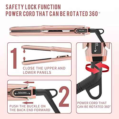 K&K 1 3/4 inch Flat Iron Hair Straightener with Electroplate Titanium Adjustable Temp High Heat 450 Degrees 30s Instant Heats up Tourmaline Ionic with PTC Technology Auto Shut Off£¨Pink