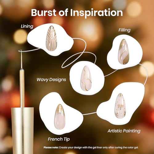 Beetles Metallic Gel Liner Nail Art Polish Set Christmas Gold Silver 2pcs Gel Nail Polish Liner Chrome 3D High-Gloss Effect for Nails Paint Design with Thin Brush DIY French Manicure Gift for Women