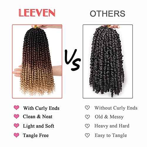 Leeven 10 Inch 8 Packs Pret wisted Passion Twist Crochet Hair Natural Black Pre-looped Short Bob Passion Twists Hair, Bohemian Passion Twist Crochet Braids Crochet Hair Extensions for Women