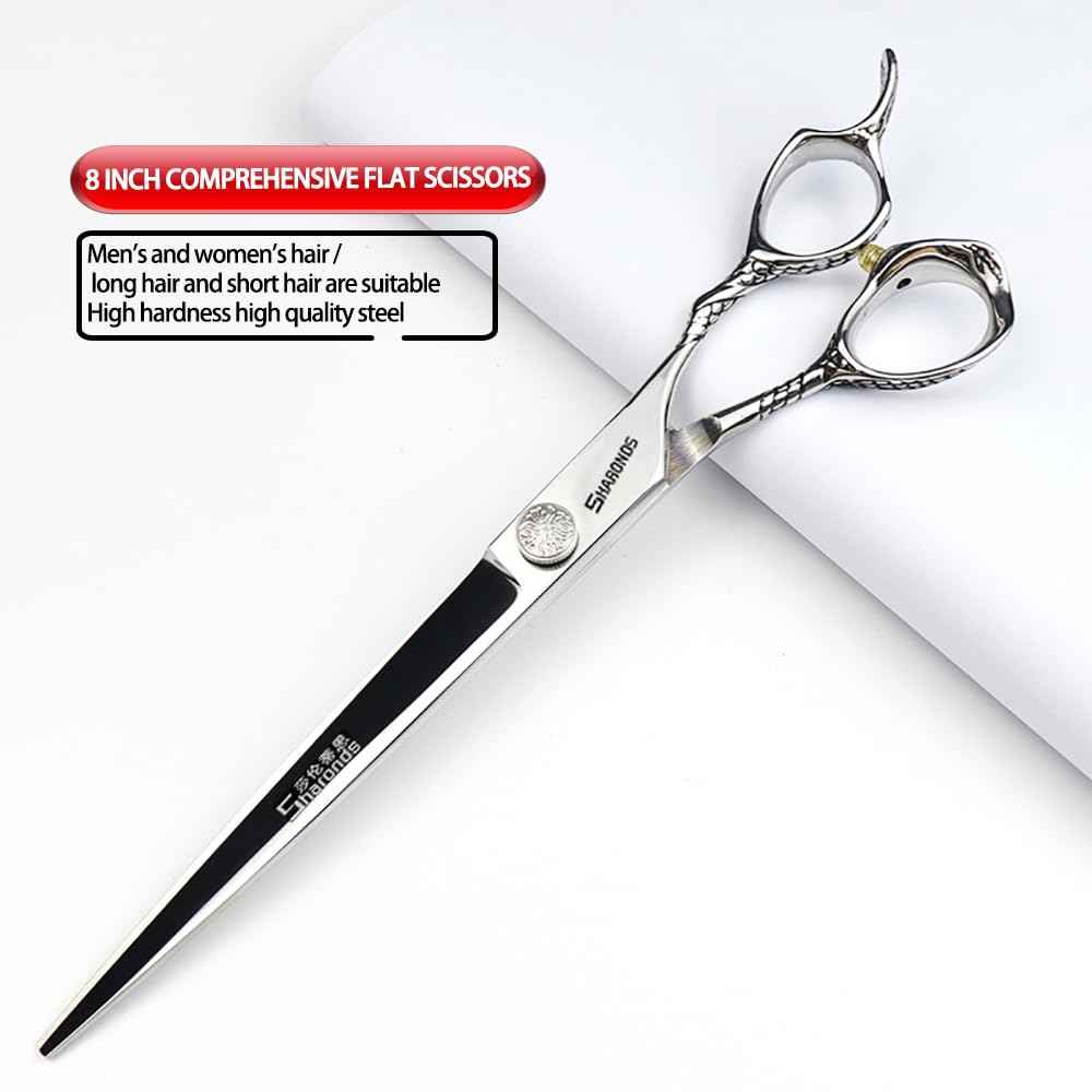 6/7/8 Inch Professional Hairdressing Scissors Barber Rose Pattern Hair Stylist Shears Styling Tool Japanese Stainless Steel Clippers (8-in cutting scissors)