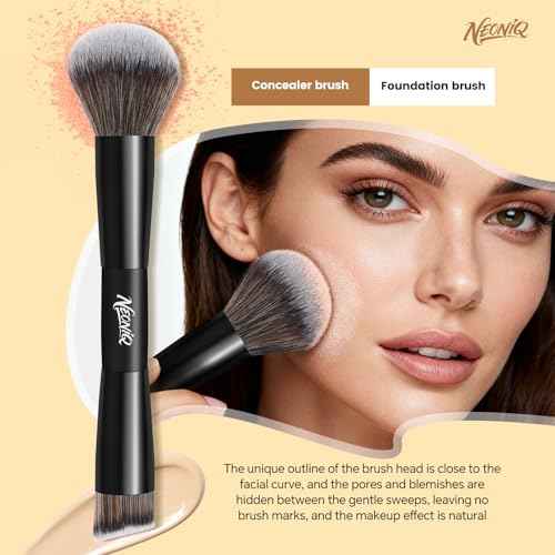 10 PCS Foundation Contour Conceal Brush Set With Bag, Makeup Brushes, Double-End Multi-functional Brushes for Foundation Powder Blush Eyeliner Eyeshadows, Professional Face Brush Set£¨Black£©