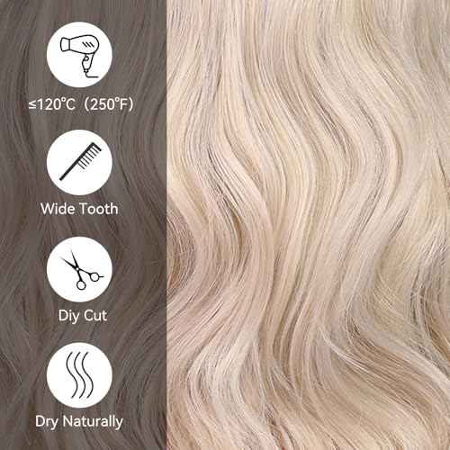starluck Wig Lace Front Wigs for Women Partial Platinum Blonde Curly Shoulder Length Wig Synthetic Lace front Hair for Women Daily Wear