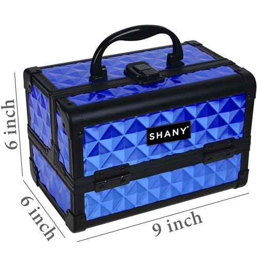 SHANY Chic Makeup Train Case Cosmetic Box Portable Makeup Case Cosmetics Beauty Organizer Jewelry storage with Locks, Multi trays Makeup Storage Box with Makeup Mirror - Peacock Blue