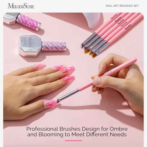 MelodySusie 6Pcs Ombre Nail Brushes,Nail Gradient Painting Pen for Blooming Nails, Gradient Nail, Manicure Nail Art Tools, Professional Accessories for Home and Salon Use