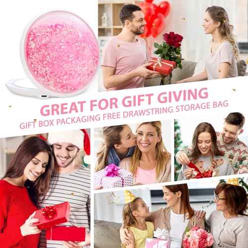 MIYADIVA 30x Magnifying Mirror with Light, LED Travel Mirrors, Makeup Mirror with Magnification,2 Sided USB Rechargeable Touch Screen Vanity Mirrors,4.8 Inch,Pink