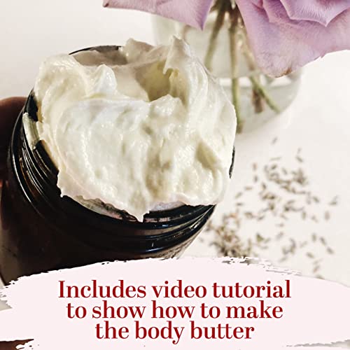 Shea Butter Body Butter Making Kit - DIY Kits for Adults (Raw Shea Butter, Almond Oil, Coconut Oil, 2 Jars) & Recipe Card with Link to Video Tutorial - Natural Whipped Body Lotion Making Kit