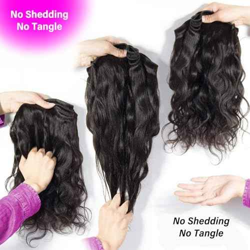 12A Human Hair Bundles 20 22 24 Inch Body Wave 3 Bundles Human Hair 100% Unprocessed Brazilian Virgin Hair Bundles Quick Weave Hair Extension Natural Black