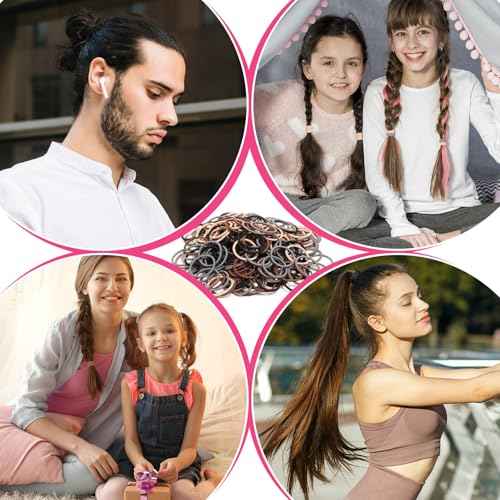 Anezus 200 Pcs Multi-Colored Hair Ties for Thick Hair, Elastics Hair Ties Bulk Hair Bands for Women, Men and Girls(4mm)