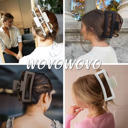 3Pcs Jumbo Hair Claw Clips for Thick Hair, 5 Inches Extra Large Non-Slip Hair Claws Rectangle Hair Clips for Buns Ponytails Strong Hold Hair Accessories for Women Girls