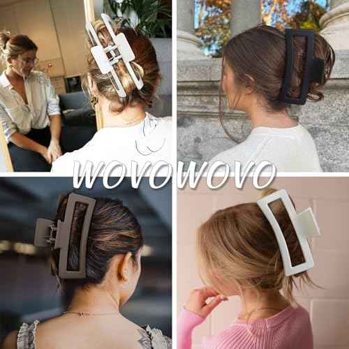 3Pcs Jumbo Hair Claw Clips for Thick Hair, 5 Inches Extra Large Non-Slip Hair Claws Rectangle Hair Clips for Buns Ponytails Strong Hold Hair Accessories for Women Girls