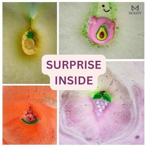 Fruit-Shaped Bath Bombs for Kids & Teens with Surprise Toy Scented - XL Gift Set of 6 Individually Wrapped- Fun Christmas Gift & Stocking Stuffer for Girls and Boys