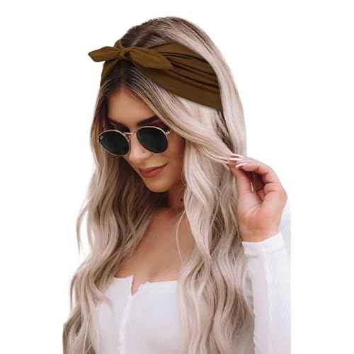 Huachi 4 Packs Bow Headbands for Women Girls, Wide Head Bands for Women's Hair Non Slip Soft Elastic Hair Bands, African Thick Workout Gym Turban Bandanas Head Wraps Hair Accessories (Fashion)