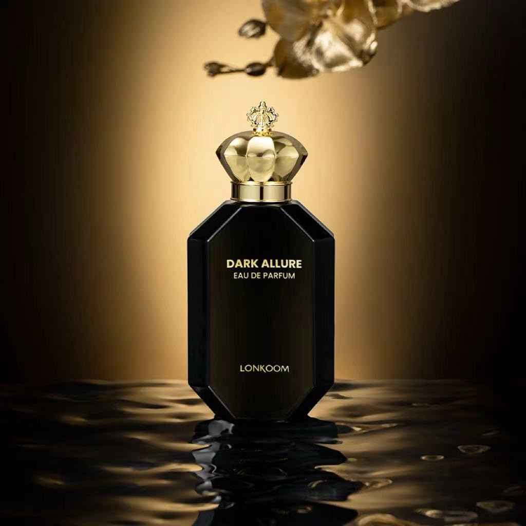 Lonkoom Dark Allure Perfume for Men, 3.4 Fl Oz/100ml Eau de Parfum Spray Long-Lasting Fragrance, Leather Notes of Cinnamon, Leather, Tobacco, Rum, Vanilla