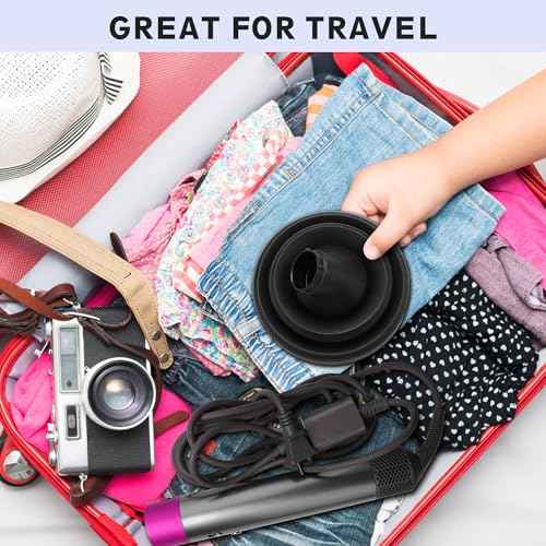 KingKam Upgraded Diffuser Attachment for Dyson Airwrap Styler, Collapsible Travel Hair Diffuser Attachments for Airwrap, Converts for Dyson Air wrap to Hair Dryer, Foldable and Portable - Black