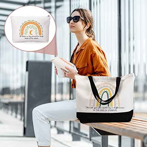 Paterr 20 Pcs Appreciation Gift Bulk for Teachers Tote Bags with Makeup Bag Thanksgiving Gift for Teacher Women Mom Team