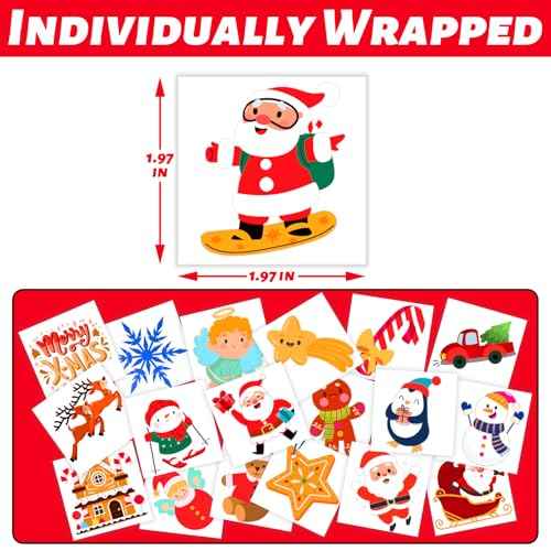 winthrop 240 Pcs Christmas Temporary Tattoos for Kids, Bulk Safety Waterproof Tattoos, Christmas Prizes Assorted Gadgets, Best Choice for Christmas Party Favors, 60 Different Designs Elk Santa Claus