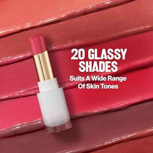 REVLON Super Lustrous Glass Shine Balm, Hydrating Tinted Lip Balm with Hyaluronic Acid, Aloe & Rose Quartz, Medium-Dark Plum Lipstick, 015 Black Cherry, 0.11 oz
