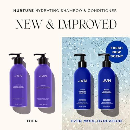JVN Nurture Hydrating Shampoo and Conditioner Set, 20 Fl Oz, Detangles & Softens Hair, Moisture and Deeply Nourishing, Color Safe Hair Care for Women and Men, Silicone and Sulfate Free