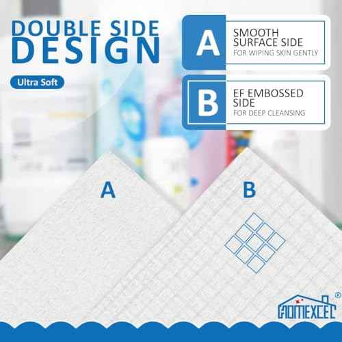 HOMEXCEL Face Towels, 200 Count (4 Box) Disposable Face Towelettes, Biodegradable Makeup Remover Dry Wipes, Super Soft Clean Facial Towels Wash Cloth for Sensitive Skin