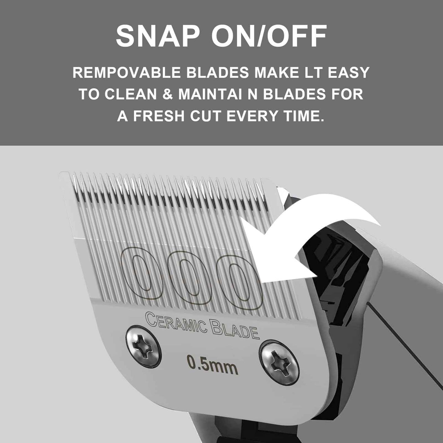 HONGNAL 000 Professional Detachable Replacement Ceramic Blades 0.5mm, Compatible with Most Andis, Oster A5 Series Scissors. Cutting Length 1/50 -Inch(0.5mm)