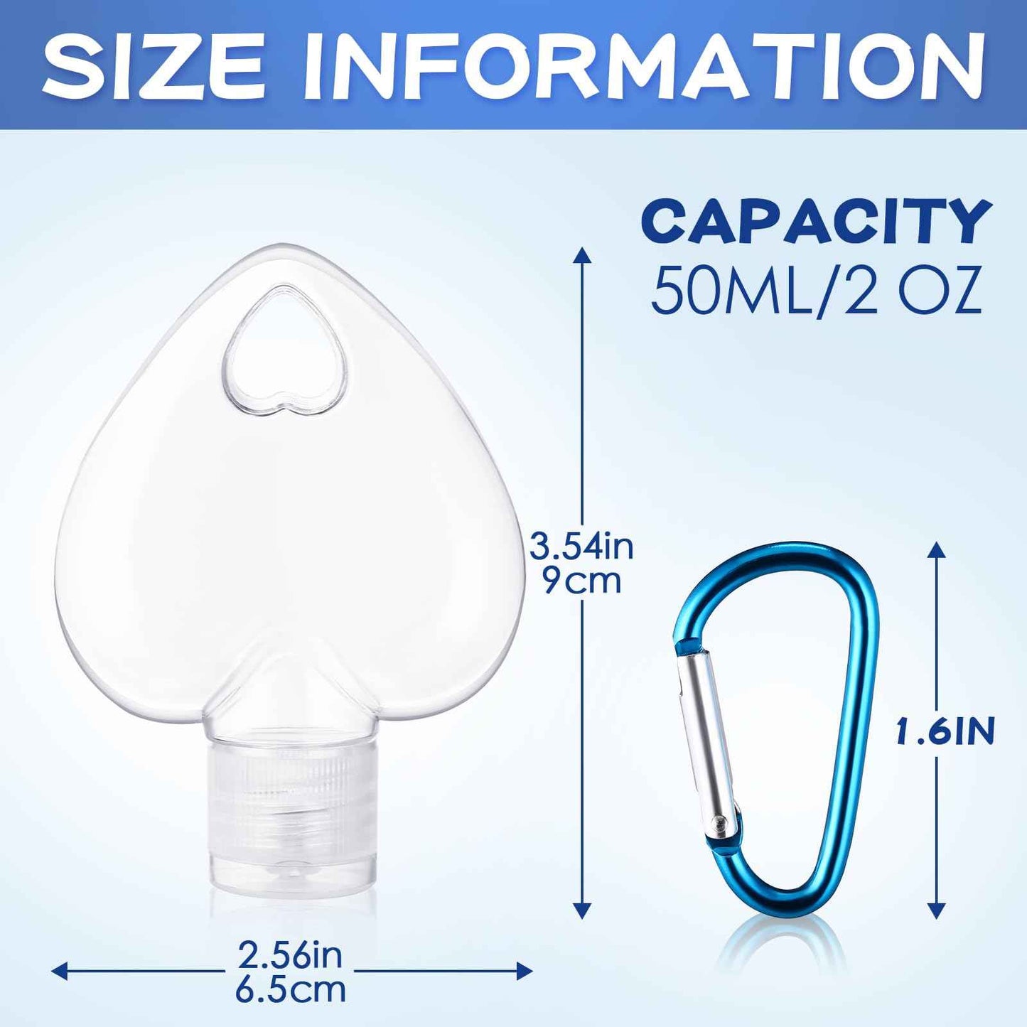 FairySandy 100 Pcs Traveling Bottles with Keychain 2oz Clear Keychain Bottle Plastic Empty Refillable Liquid Packing Container Squeeze Plastic with Lid for Liquid Cream (Heart)