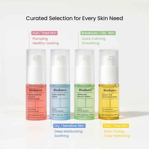 BIODANCE Serum Discovery Set: 4 Mini Serums Set, Holiday Christmas Gifts, Stocking Stuffers for teen girls, Korean Skincare with Collagen Peptide, Ceramide Panthenol, Sea Kelp, Vitamin C Niacinamide