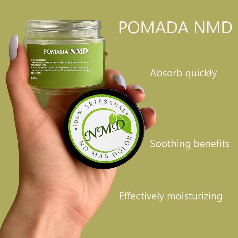 RTQSU Pomada NMD, Pomada NMD Para Dolor Muscular - Natural Herbal Artesanal Joint Cream with Arnica, Olive Oil, Soursop Leaf, Beeswax, Maximum Strength Comfort Ointment for Muscle, Foot (1)