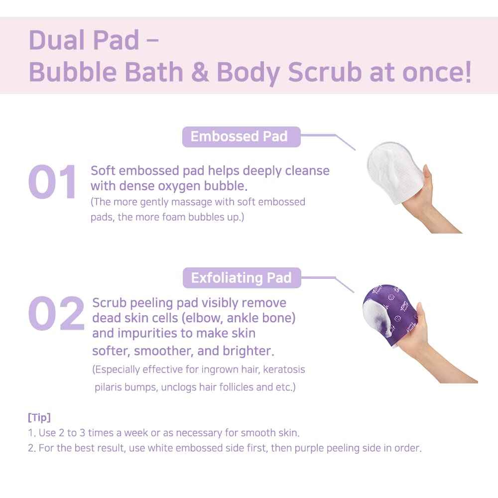 Toi:L Gentle Touch Bubble Peeling Body Pad(5pads), Body Scrub, Exfoliating Mitt for Body, Exfoliating Gloves, washcloth, Body loofah, Dense Bubble Bath, Bath Shower, kp Bump Eraser, Stocking Stuffer