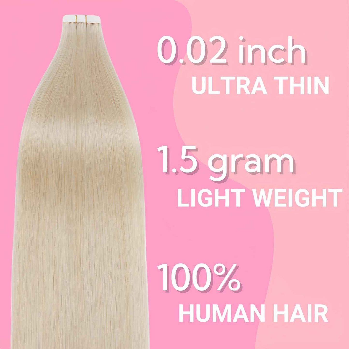 FUOTONBUTY 10pcs Tape in Hair Extensions Human Hair Invisible Tape in Hair Extensions Seamless Tape ins Tape on Real Human Hair Extensions Thick End (Platinum Blonde, 22 inch)
