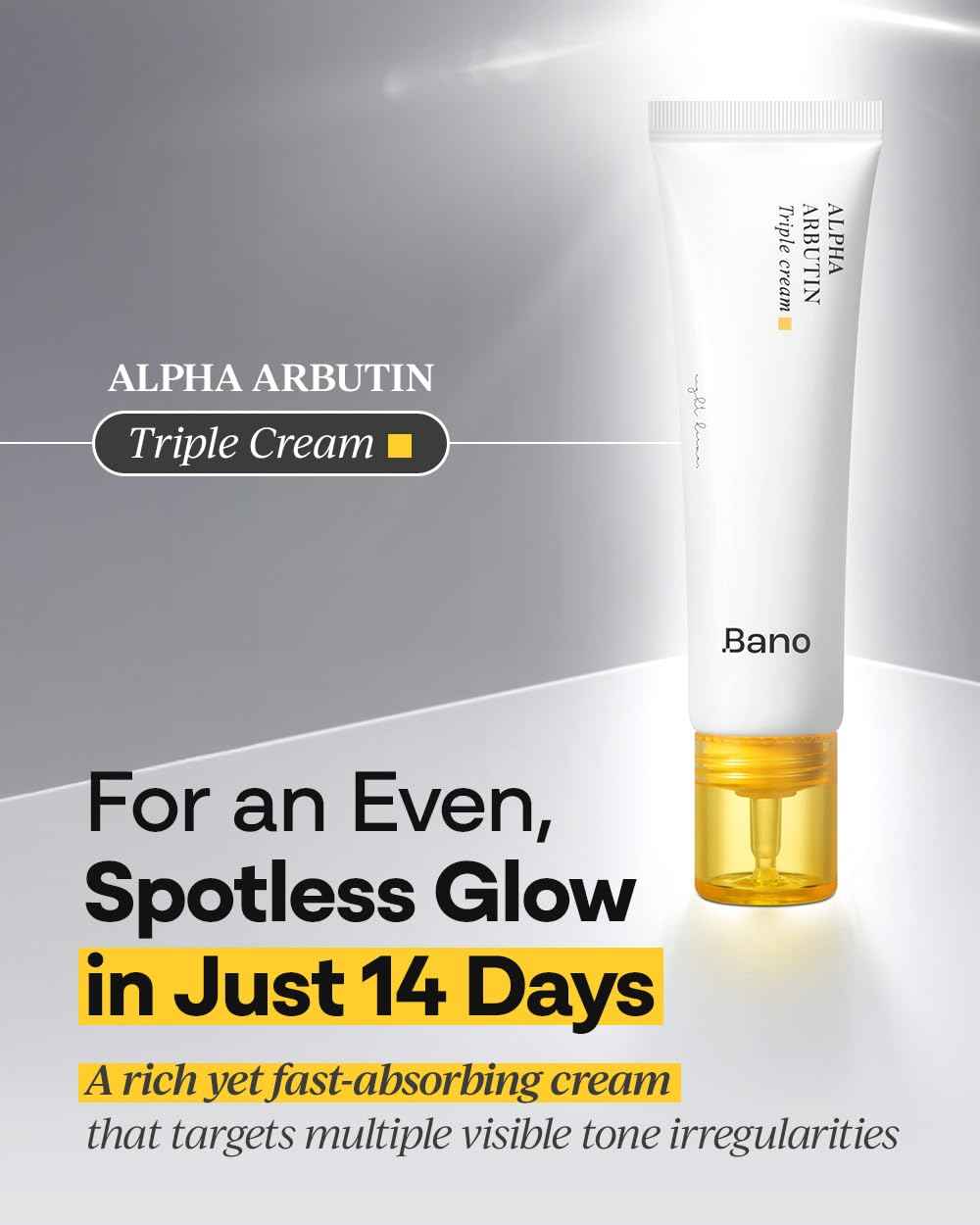 Bano Alpha Arbutin Triple Cream – Face Moisturizer with Alpha Arbutin & Niacinamide | Hydrating Hyaluronic Acid | Korean Skincare for Sensitive Skin | Fragrance-Free | 2.02 fl oz
