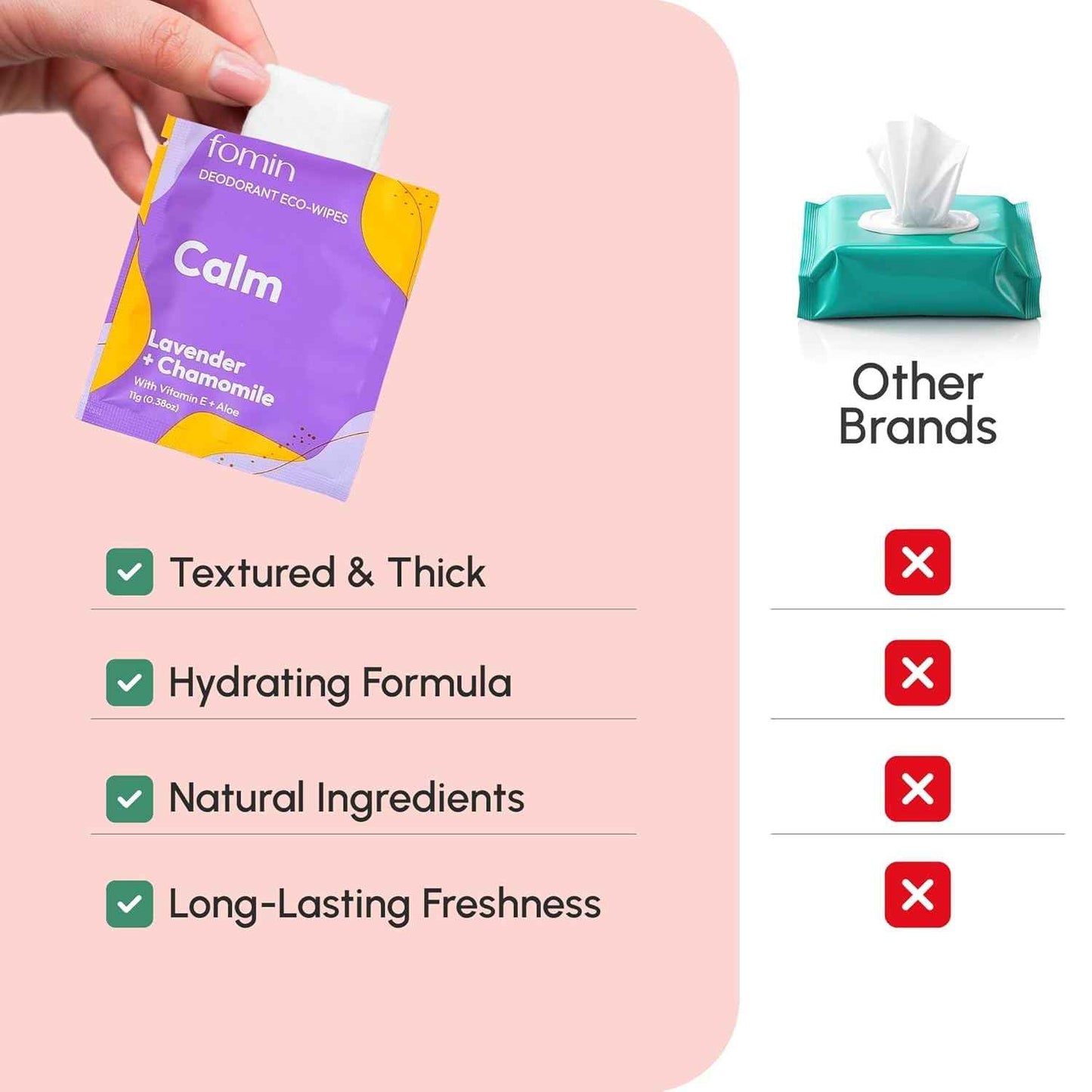 FOMIN Acidified Travel Deodorant Wipes For Women & Men - 100 Count - Variety Pack - pH Balanced, Mini Deodorant Travel Size Wipe - Plastic-Free, Individually Wrapped Underarm Body Wipes