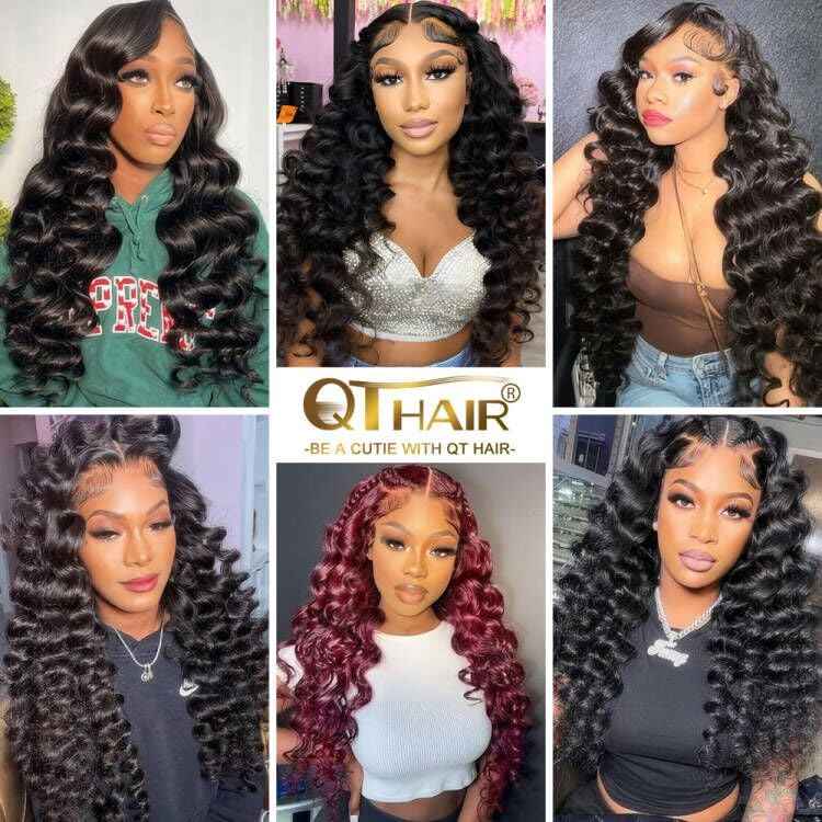 QTHAIR 16A 13x4 HD Lace Frontal Human Hair Loose Wave Frontal Pre Plucked with Baby Hair Ear to Ear Transparent Lace Closure 100% Unprocessed Brazilian Virgin Human Hair(12inch)