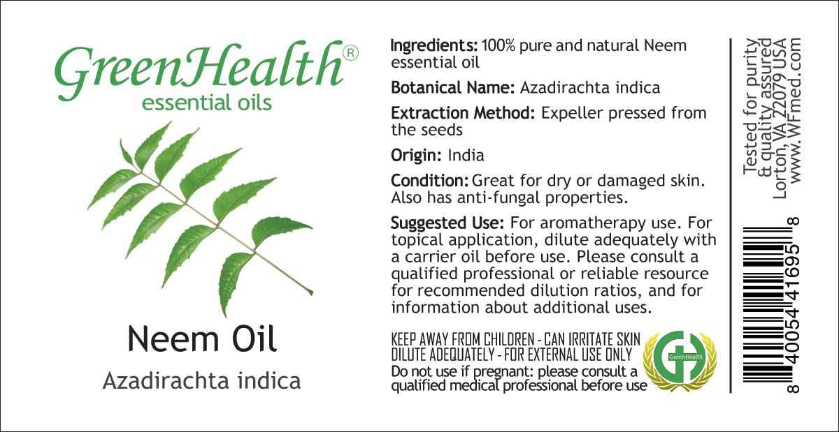 Neem Oil by GreenHealth – 100% Pure Cold Pressed, Unrefined – 16 oz – Natural Oil for DIY, Soap Making, and Crafting