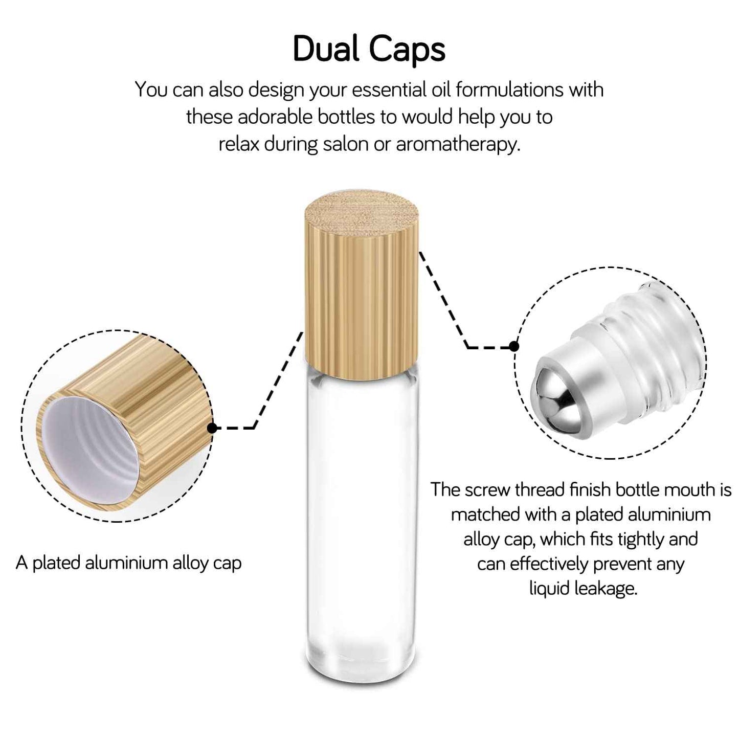 PrettyCare Essential Oil Roller Bottles 10ml (24 Pack Clear Glass Bottle with Bamboo Lid, 4 Extra Roller Balls,48 Labels, 2 Openers, 2 Funnels, 4 Droppers, Roller Balls For Essential Oils