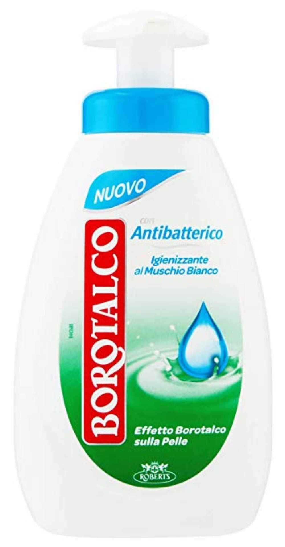 Borotalco: "Antibatterico" Sanitizing Liquid Soap - 8.45 Fluid Ounces (250ml) Bottle with Measuring Cap, pack of 3