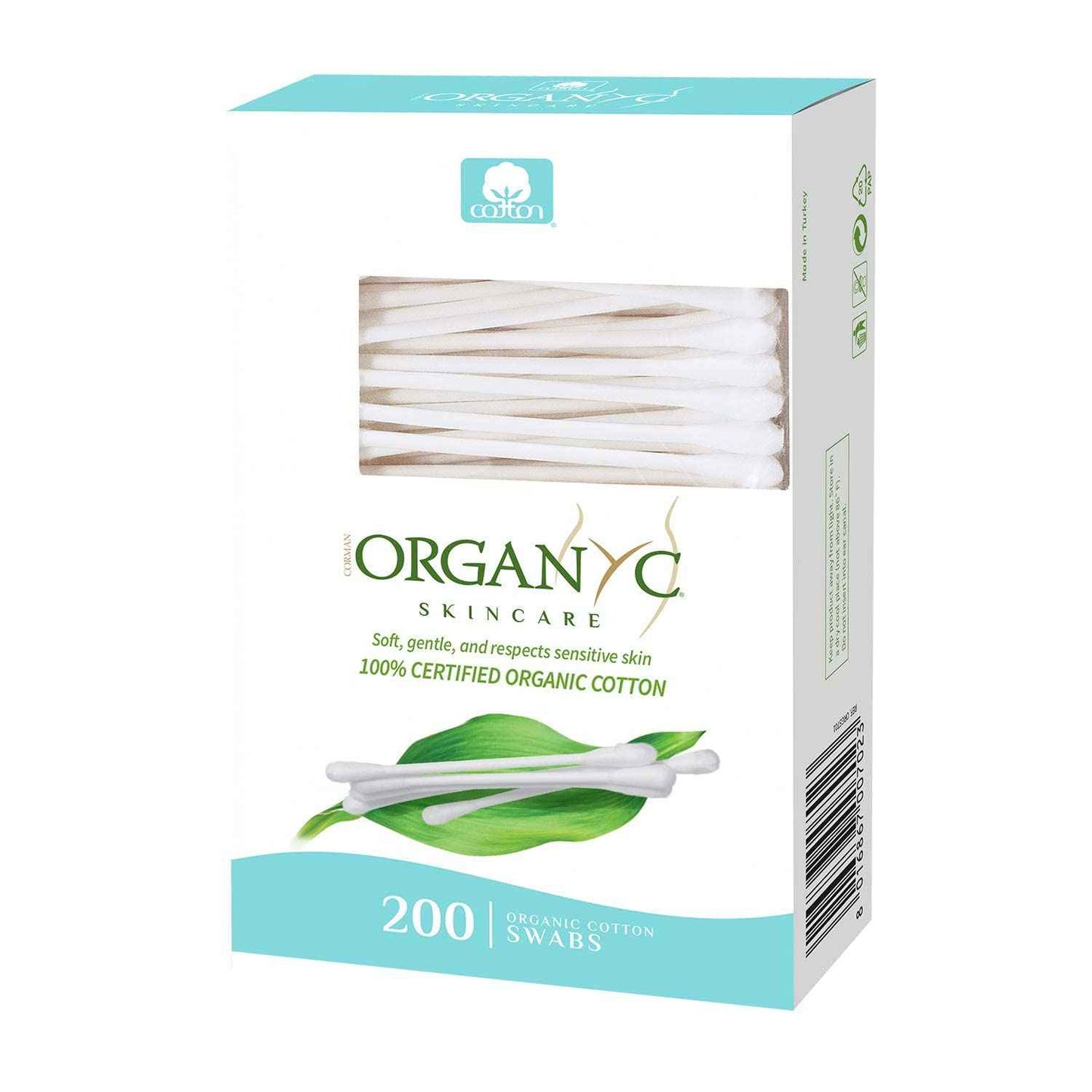 Organyc - 100% Certified Organic Cotton Swabs - No Man-Made Materials 200 count (6 Pack)