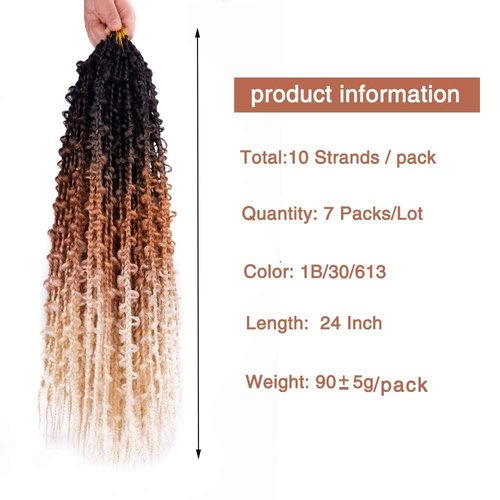 7 Packs Butterfly Locs Crochet Hair 24 Inch Crochet Box Braids Pre Looped Butterfly Box Braids Crochet Hair Crochet Braids for Women (24 Inch,7 Pack,1B/30/613)