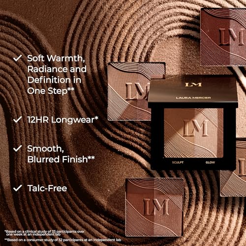 Laura Mercier Bronze Color Infusion, 12HR Long Wear, Talc-Free Bronzer Powder, Skin-Smoothing, Lightweight and Breathable, Natural Glow, Duo with Matte and Luminous Finishes