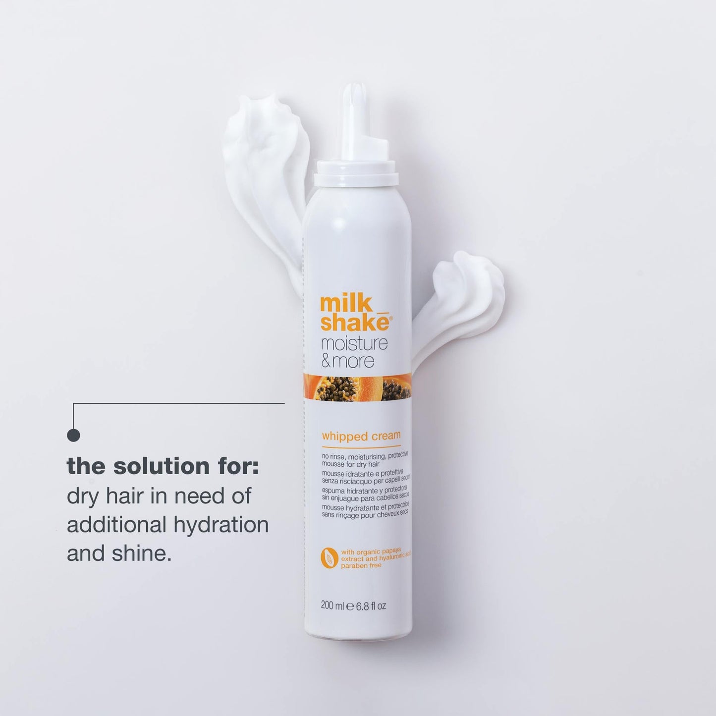 milk_shake Moisture & More Whipped Cream - Conditioning No Rinse Hair Moisturizer Foam | Shinier Hair with Healthy Glow | Boosts Softness | 6.8 fl oz (200 ml)