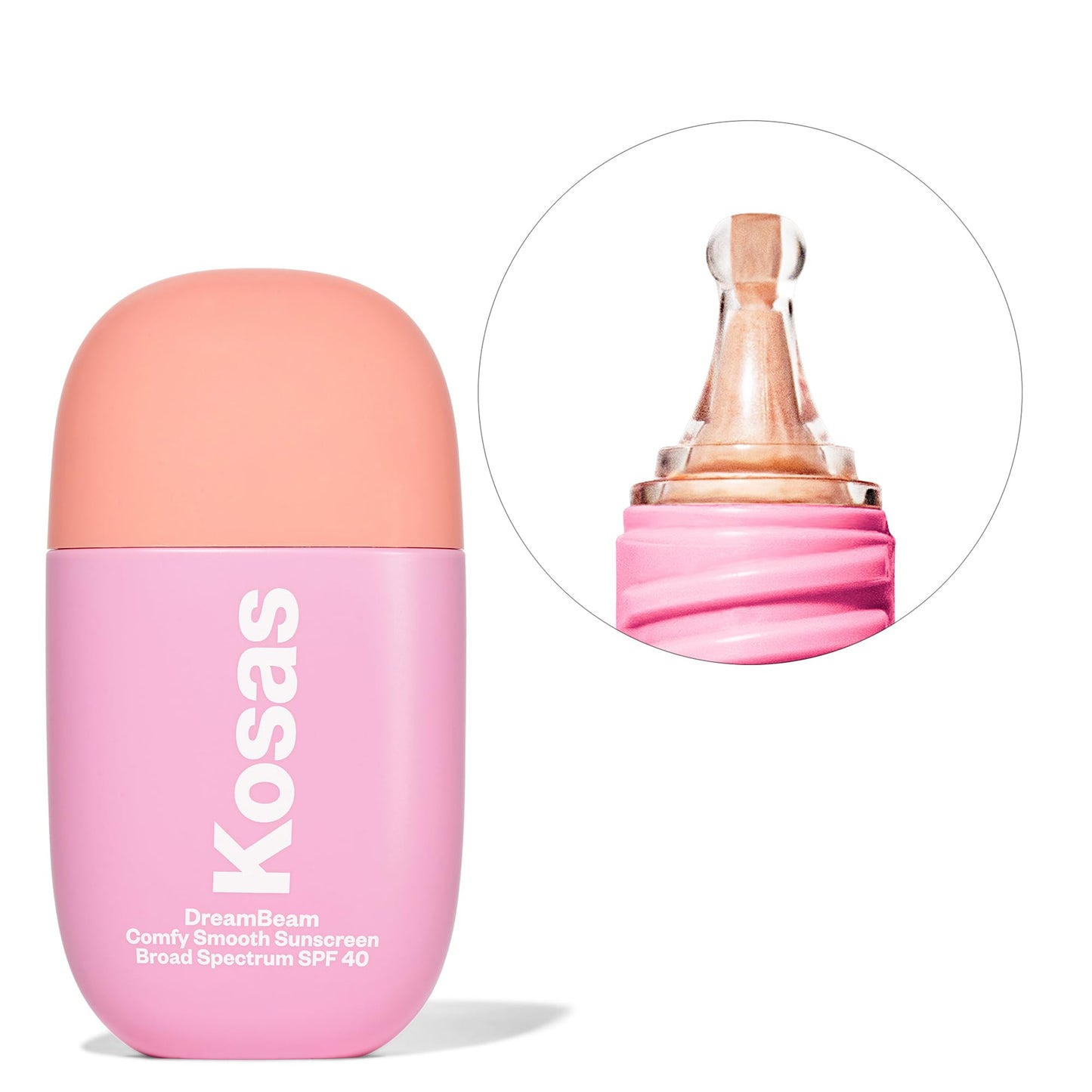 Kosas DreamBeam Mineral Sunscreen SPF 40 - Smooth Liquid Sun Protection for Face - Lightweight Makeup Base w/Hyaluronic Acid, Ceramides & Peptides - Subtle Radiant Finish, Original, 40 ml
