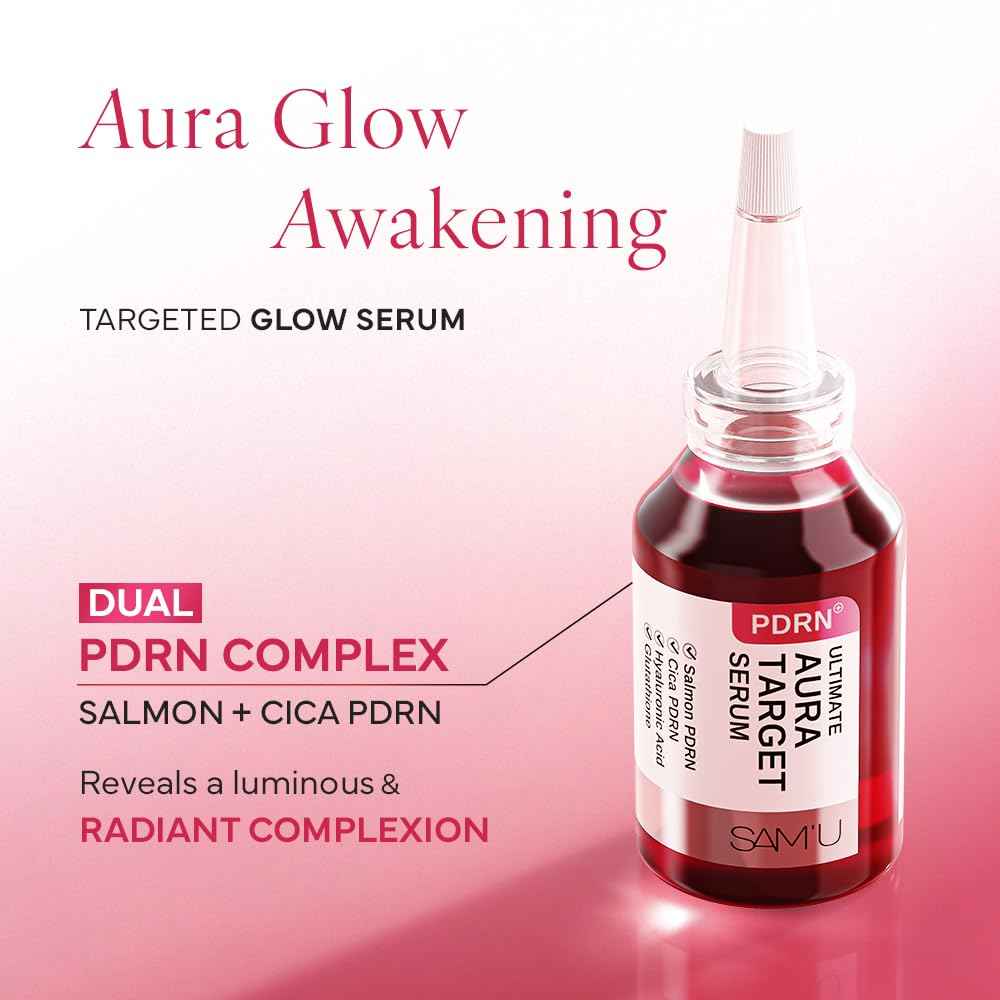 SAM'U PDRN Ultimate Aura Target Serum - PDRN Salmon glow serum with Glutathione, Vitamin C & Salmon PDRN, Korean Skin Care
