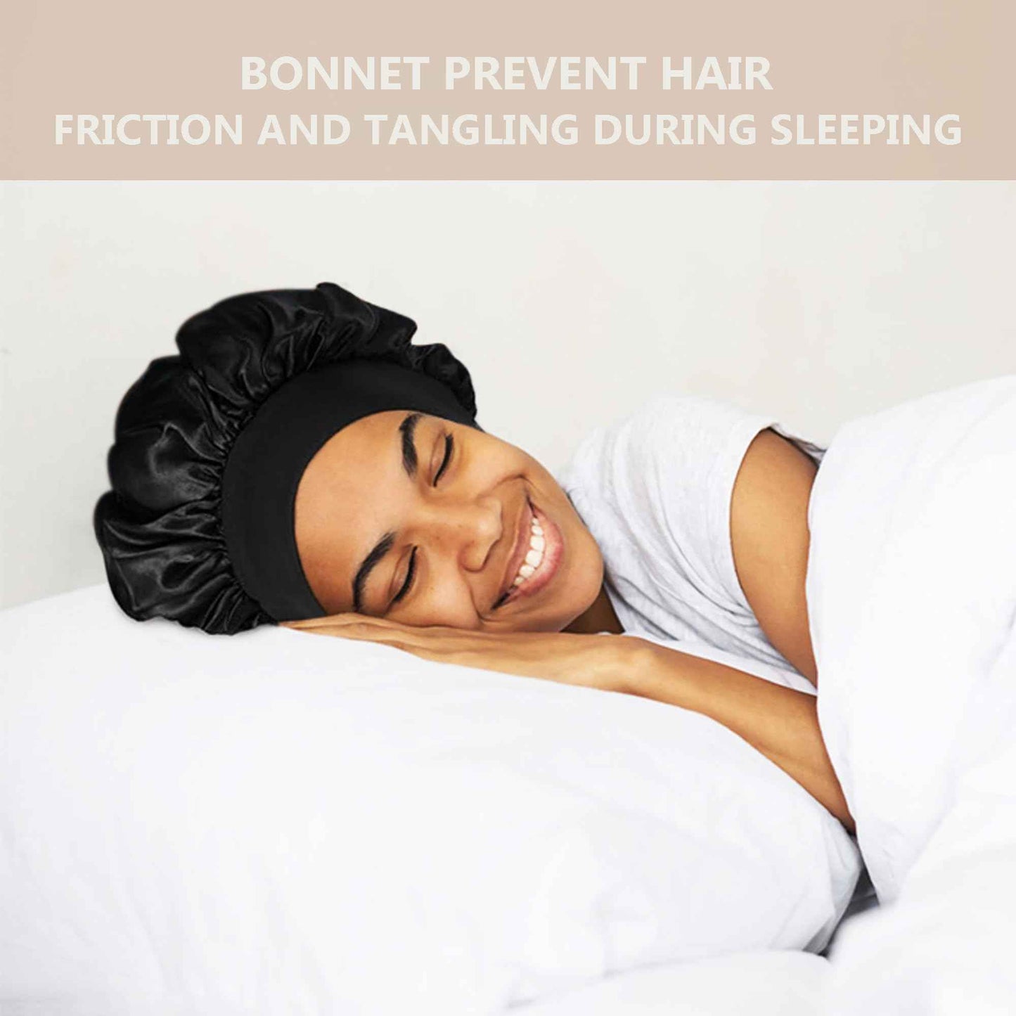 12 Pieces Satin Bonnet Hat For Women Sleeping Shower Caps Curly Hair Silky Bonnet Hair Wrap (Black)