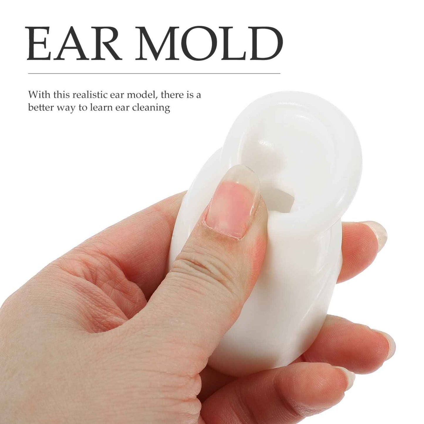 POPETPOP Silicone Ear Model : 2Pcs Realistic Fake Ear Mold for Earring Display Piercing Practice, 2.36x1.77x1.18in (White)